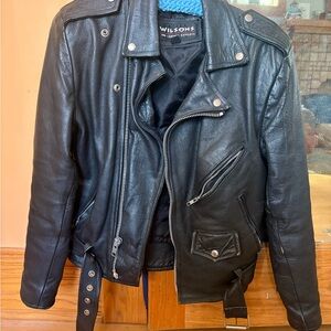 Wilson Black Leather Men's Biker Jacket